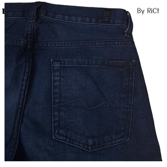 7 For All Mankind Standard Men's Jeans Size 28x34 Blue Denim Low Rise Buttons - Picture 4 of 9